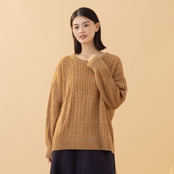 【MOSS CLUB】立體麻花變化落肩長袖毛衣 藍 綠 黃 (魅力商品)