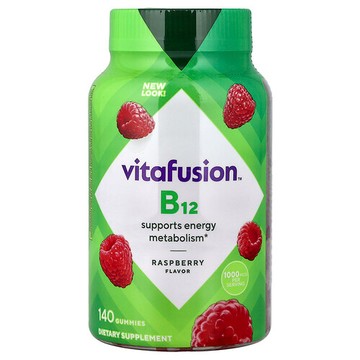 VitaFusion, B12 軟糖，樹莓味，140 粒軟糖（每粒軟糖 500 微克）