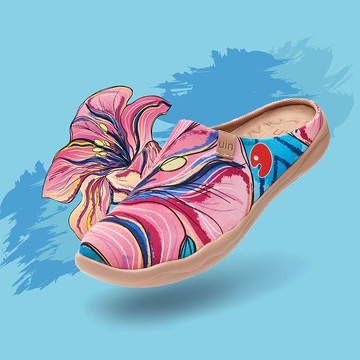 【 Uin 】西班牙原創設計 | 怒放百合2 彩繪休閒半拖