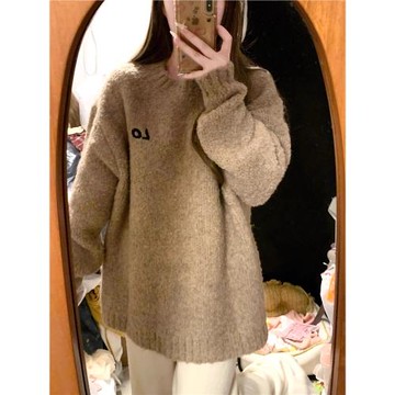 冬季韓系慵懶風棕色套頭毛衣女秋冬季2025新款小個子高級內搭上衣