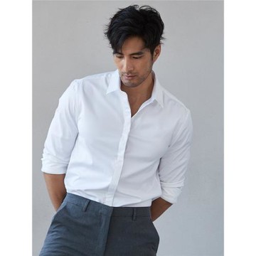 輕熟英倫風長袖襯衫男潮流意式商務休閑修身免燙抗皺垂感通勤襯衣