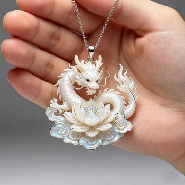 臺灣出貨✈️【可開發票】雲起龍驤祥雲吊墜項鍊白龍蓮花國風新中式守護神中式情侶生日禮物
