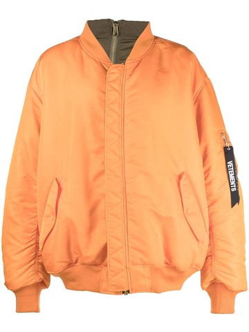 VETEMENTS - double-zip bomber jacket - men - Nylon/Nylon - XS - Orange