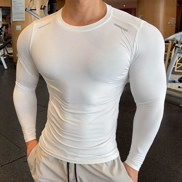 【臺灣出貨】運動服長袖健身衣男戶外運動男透氣速乾衣跑步緊身衣休閒速幹高彈薄款上衣緊身衣健身長袖