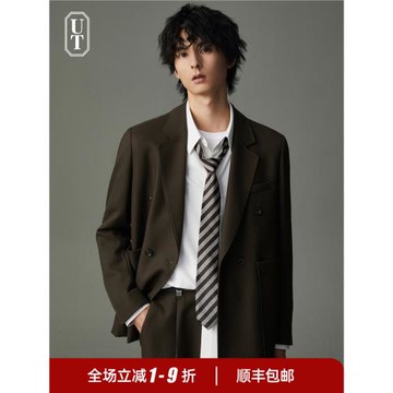 高級感黑色西裝外套男士痞帥春秋季韓版潮流休閑小西服套裝單西男