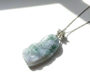冰紫飄花翡翠彌勒佛項鍊 925純銀墜頭 | 天然緬甸玉翡翠A貨 |送禮