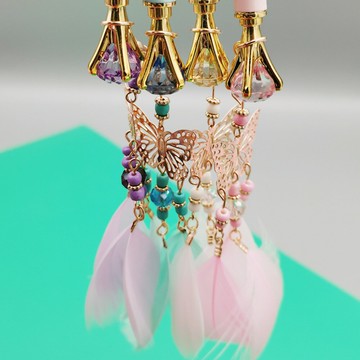 蝴蝶羽毛吊墜活動鉛筆05鉆石頭自動鉛筆韓版可愛少女掛件筆