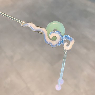 平安祥云如意發簪女古風百搭步搖高級感流蘇珍珠盤發神器發釵簪子 z803