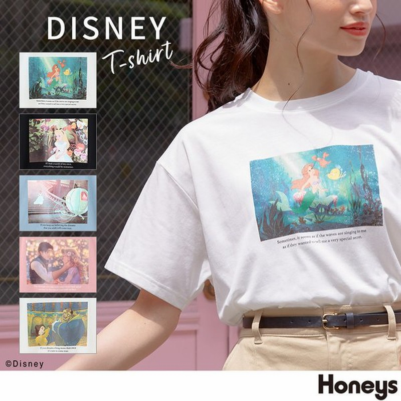 トップス Tシャツ 半袖 イラストプリント ゆったり コンパクト おしゃれ レディース 夏 Sale セール Honeys ハニーズ ｔシャツ ディズニー 通販 Lineポイント最大get Lineショッピング