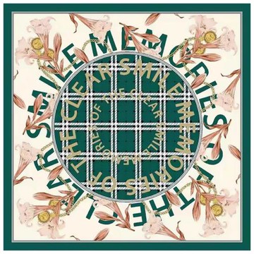 歐式仿真絲田園清新90cm大方巾裝飾時尚印花字母百合花絲巾披肩女