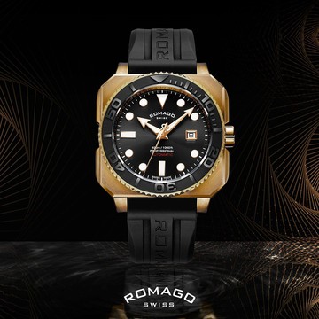 ROMAGO雷米格 專業深潛者300系列 RM109-BZBK 青銅 水鬼 瑞士 機械錶 夜光 日期 贈錶帶 潛水運動型腕錶