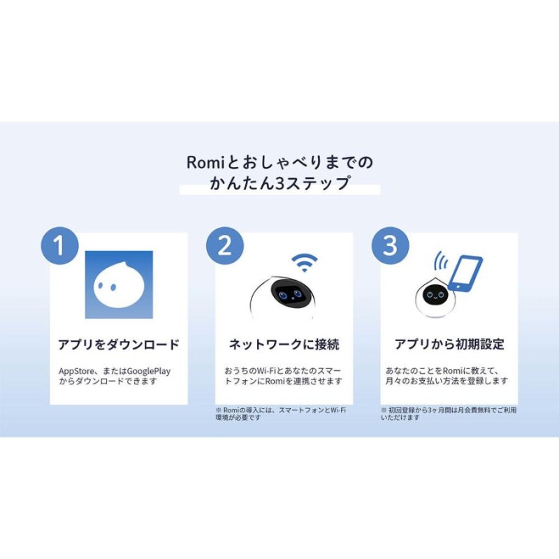 Romi MIXI公式 コミュニケーションロボット ロミィ AI ロボット パールブルー 家庭用 自律型 学習 会話 英会話 音声認識 日本製 ROMI-P02B  | LINEブランドカタログ