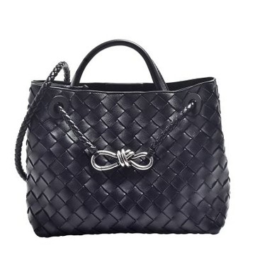 BOTTEGA VENETA 經典Andiamo編織小羊皮手提/斜背包(小-黑色)