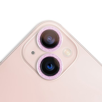 Timo iPhone 13 /13 mini 鏡頭專用 星塵閃鑽 3D金屬鏡頭環 玻璃鏡頭保護貼膜-粉鑽