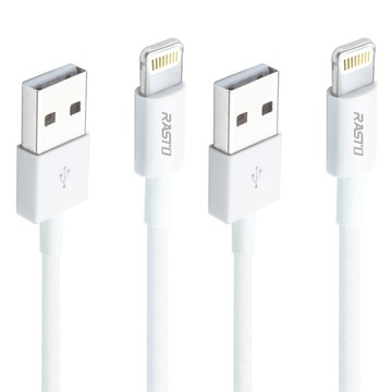 RASTO RX35 蘋果 Lightning 充電傳輸線雙入組  白色  1組  1m+2m