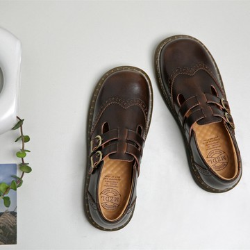 小皮鞋女真皮日系jk制服鞋森女系平底單鞋復古布洛克瑪麗珍鞋學生