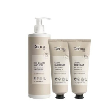 Derma 大地 Eco 身體保養3入組(護手霜75ml*2+保濕乳400ml*1) 丹麥進口 有機 低敏 天然 溫和