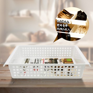 日本製 伸縮桿用A4收納籃-2入