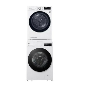 【LG 樂金】洗乾衣機堆疊／蒸洗脫15公斤 除濕式乾衣10公斤 [WD-S15NW+WR-100VW 冰瓷白 ] 含基本安裝 贈日本清淨機 【三井3C】