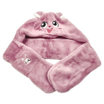 LEMONKID 檸檬寶寶 毛絨卡通一體帽 100%聚酯纖維  粉小兔  52cm