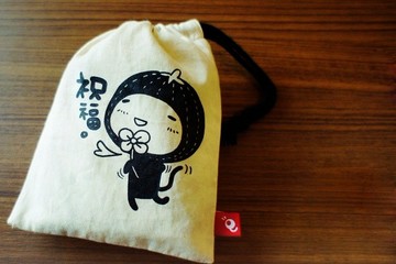 毛毛蟲│祝福 -棉胚布束口袋