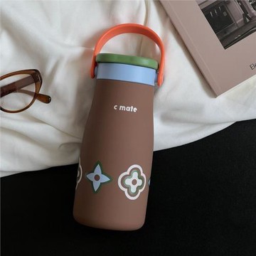 手提吸管雙飲杯陶瓷內膽保溫杯316便攜情侶女學生高顏值牛奶水杯