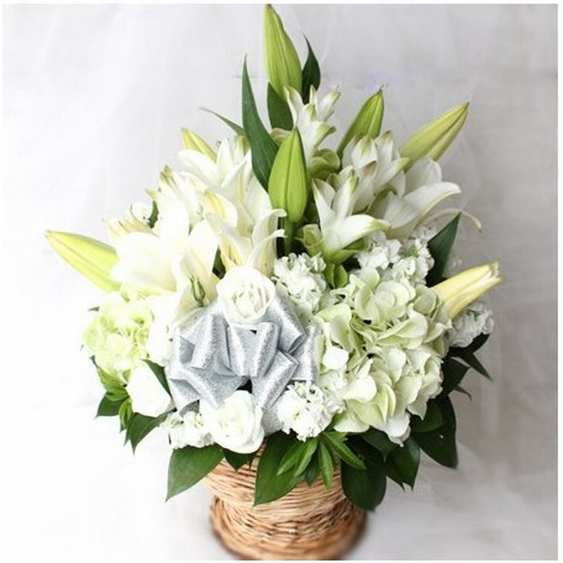 お供え お悔やみ 花 一周忌 命日 法事 お供え物 お供え花 父の日 大輪の白ユリの洋風お供え生花アレンジメント 通販 Lineポイント最大0 5 Get Lineショッピング