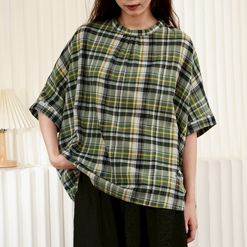 格紋短袖寬版上衣192369