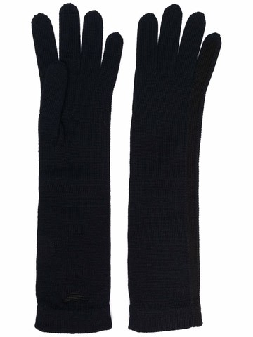 Emporio Armani - knitted long gloves - women - Wool/Acrylic - S - Blue