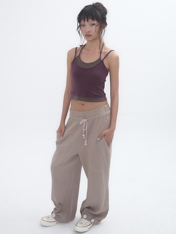 Buttons Easy Pants [Beige]