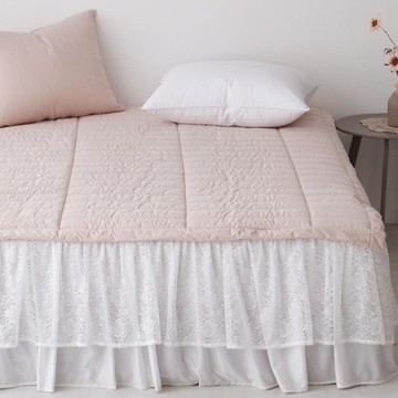 Basictone 韓國製 高密度60支純棉加大款鬆緊帶固定式保潔墊 玫瑰粉 LK(195x220cm)  玫紅色