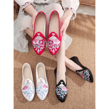 老北京布鞋2025春夏新款女鞋繡花鞋古風鞋子漢服鞋民族風帆布單鞋