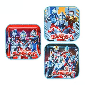 日本西松屋 - 超人氣印花上學擦手巾/手帕(3入組)-卡通人物超人力霸王-紅黃系 (16×16cm)