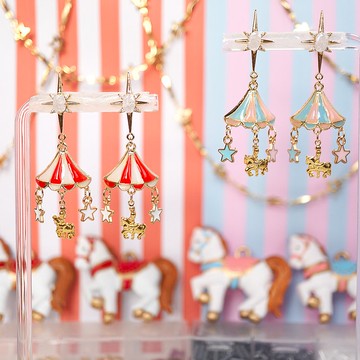 旋轉木馬 ① 針式耳環 / ② 螺旋式耳夾