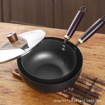 無涂層24錘紋小炒鍋20加厚鍋底圓形平底不粘鍋老式炒菜鍋