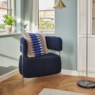 【Hübsch】－021301 深藍色泰迪絨毛單人沙發椅