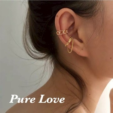 Pure Love樂芙 /正韓 【E0893】韓系簡約星星鏈條耳夾 耳骨夾(無耳洞)單只 / 二款