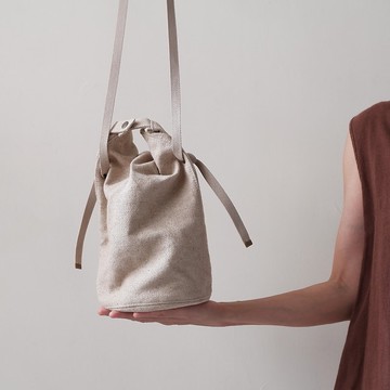 砂 棉麻折口桶包袱  旅行小包