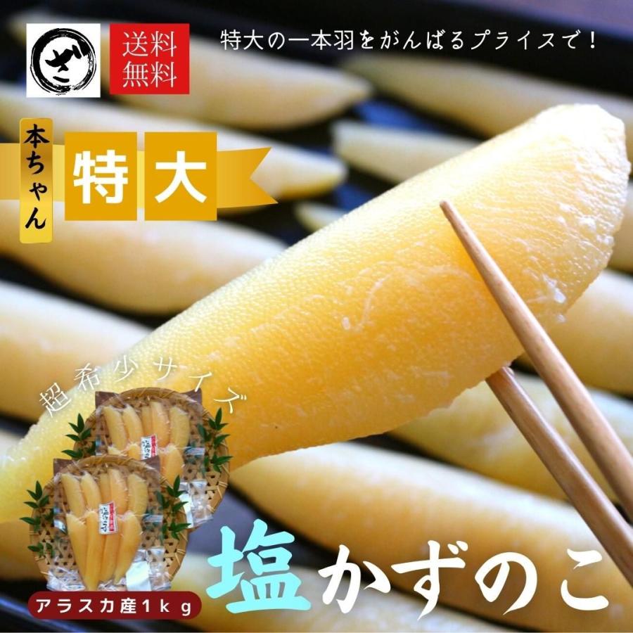 天然 塩数の子 アラスカ産 特大サイズ 1kg 送料無料 1本物 本ちゃん かずのこ カズノコ 大きい 最大級