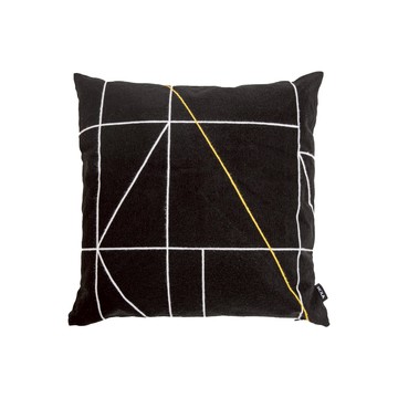 HOLA 和樂家居 伊登滿版繡花線條抱枕 640g  50 x 50 x 10cm  黑色 + 白色 + 黃色