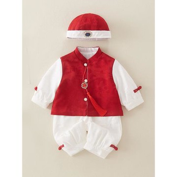 男寶寶周歲抓周唐裝中式禮服嬰兒百天百歲喜慶衣服男童中國風漢服