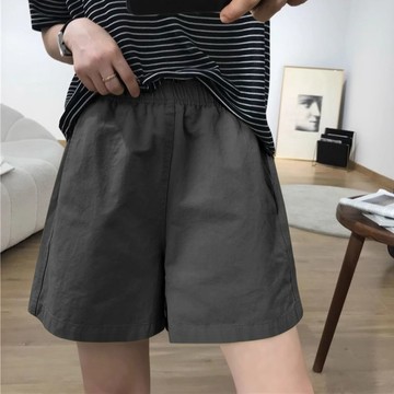 短褲 女生短褲 休閒短褲 闊腿短褲 運動短褲 純色短款休閒風女裝外穿鬆緊款闊腿褲子修身透氣通勤高腰工裝短褲