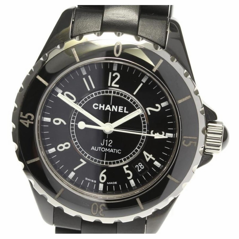 CHANEL】シャネル J12 黒セラミック 38ミリ ラバーベルト H0684