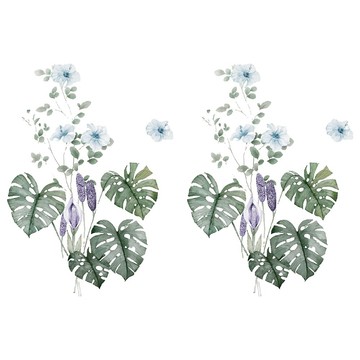 WA. WALL ART 無痕設計壁貼 防水PVC FX-C59 2張  90 x 30cm  植物 + 樹葉 + 龜背芋