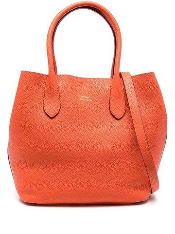 Polo Ralph Lauren - embossed-logo detail tote bag - women - Calf Leather - One Size - Orange