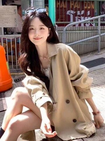 寬鬆廓形斜紋風衣外套-2色 393260