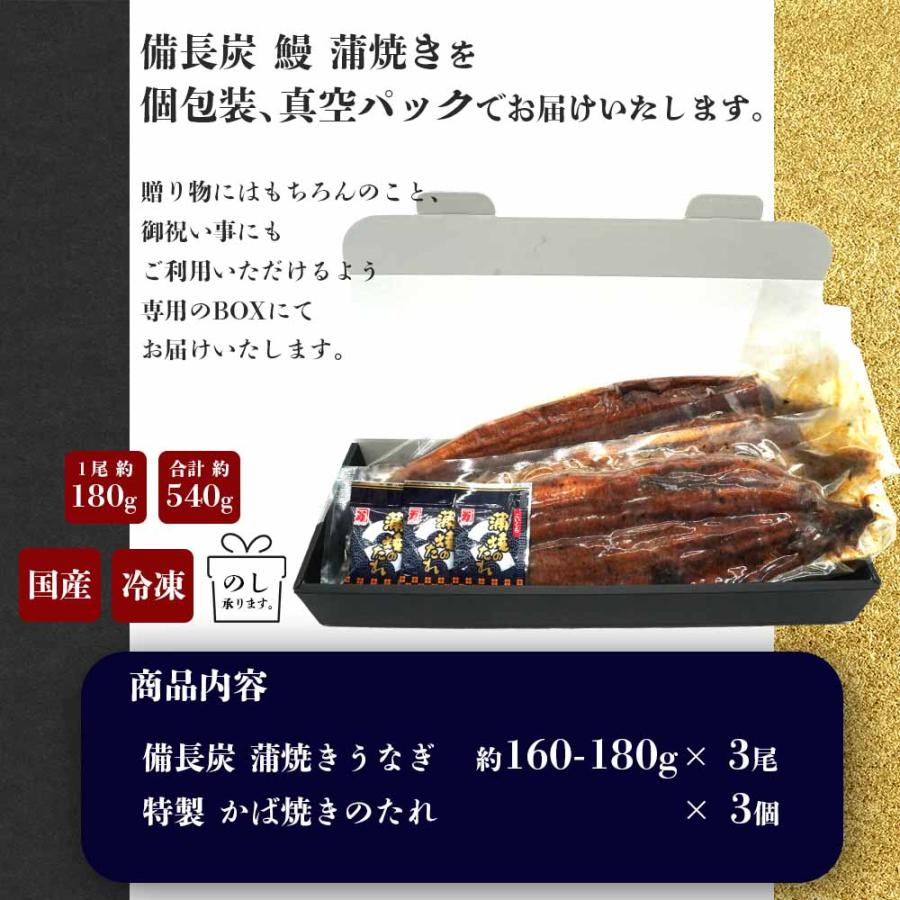 うなぎ 国産 3尾 蒲焼き (160-180g×3) うなぎの蒲焼 海鮮 敬老の日 ギフト