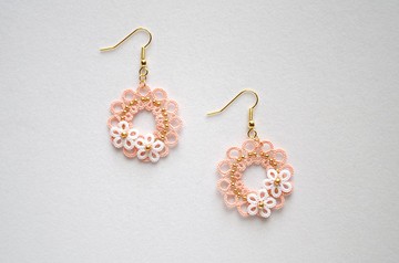 梭織蕾絲圓花耳針Chun-Li