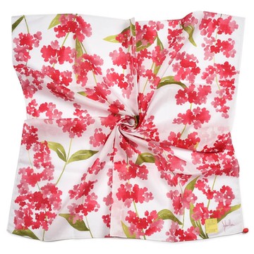 Sybilla 水彩風鼠尾草純綿帕巾領巾-紅色