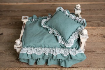 新生兒攝影道具毯和枕頭床，新生兒擺姿勢織物層